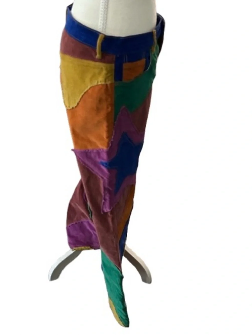 Supernova Rainbow We the Free 27 Small Corduroy Pants Stars Flowers Wide Leg - Picture 13 of 16